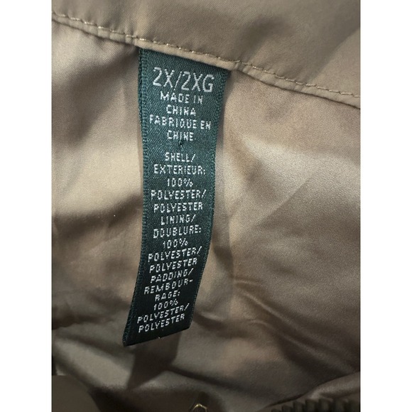 Lauren Ralph Lauren Quilted Vest Tan Zip Ribbed Sides Puffer Womens Plus Size 2X - Picture 6 of 16